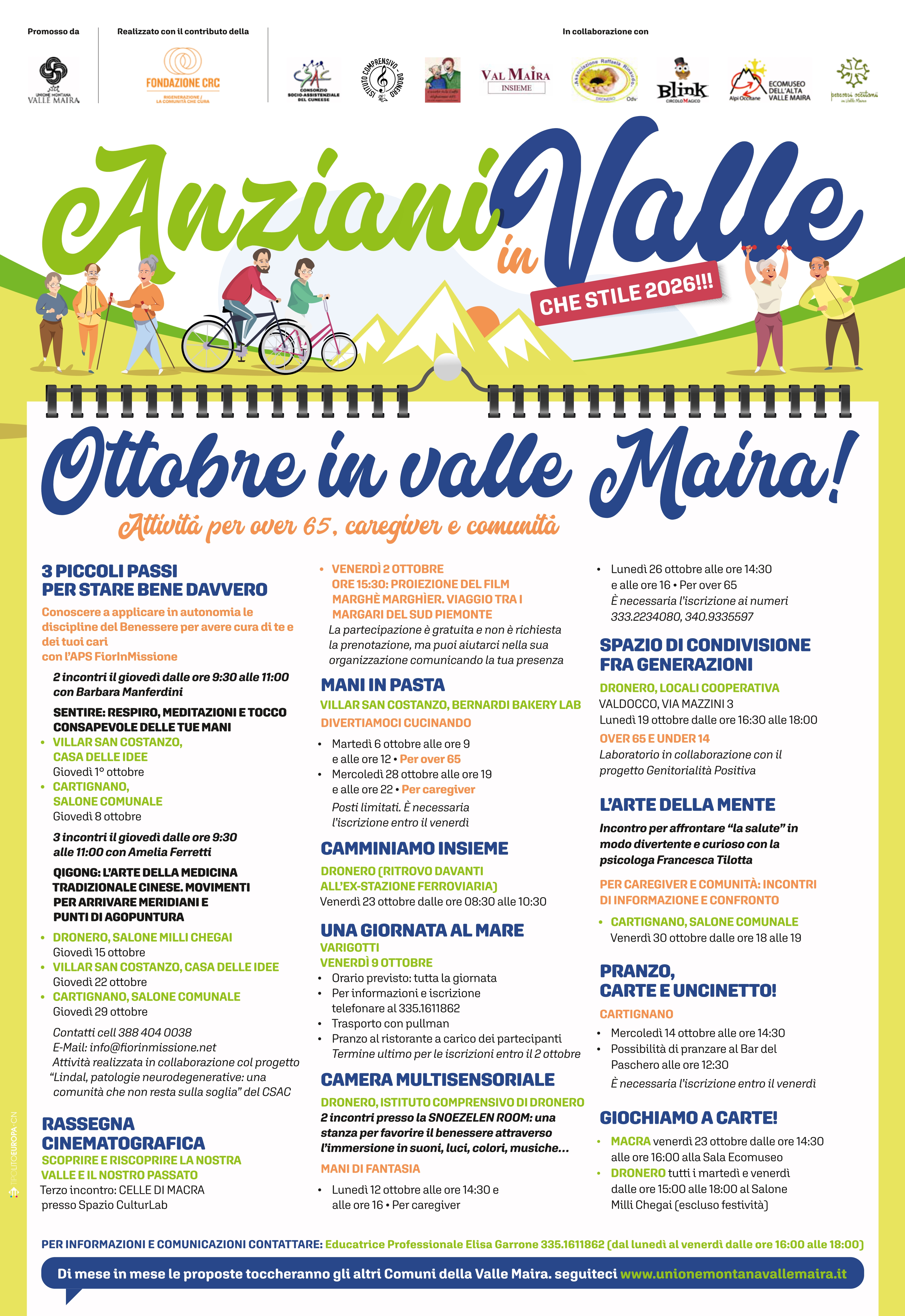 â€œBando Rigenerazione - La comunità che curaâ€ della Fondazione CRC - Progetto â€œANZIANI IN VALLE: CHE STILE 2026!!!â€ - Programmazione mese di Ottobre 2026