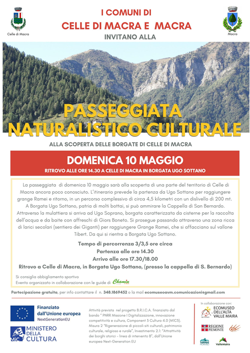 Passeggiate naturalistico culturali alla scoperta di Celle di Macra - Domenica 10 maggio 2026